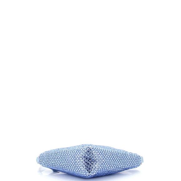 Prada Triangle Top Handle Pouch Bag Crystal Embellished Satin Mini Blue - Picture 4 of 6